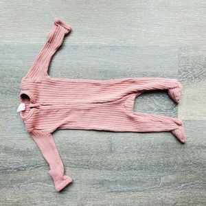 Kate Quinn long sleeve zipper footie in Cameo Rose